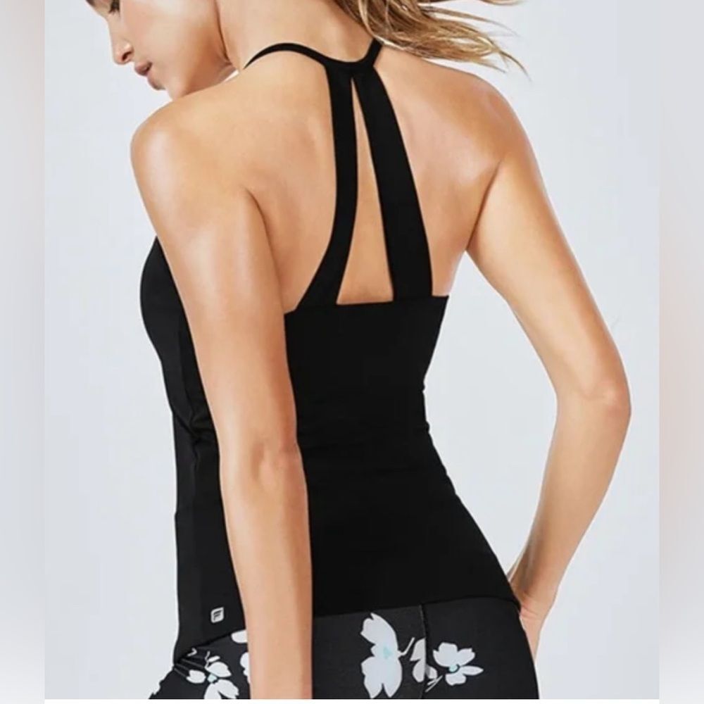Fabletics Solid Black Diara Peplum Performance Ta… - image 2